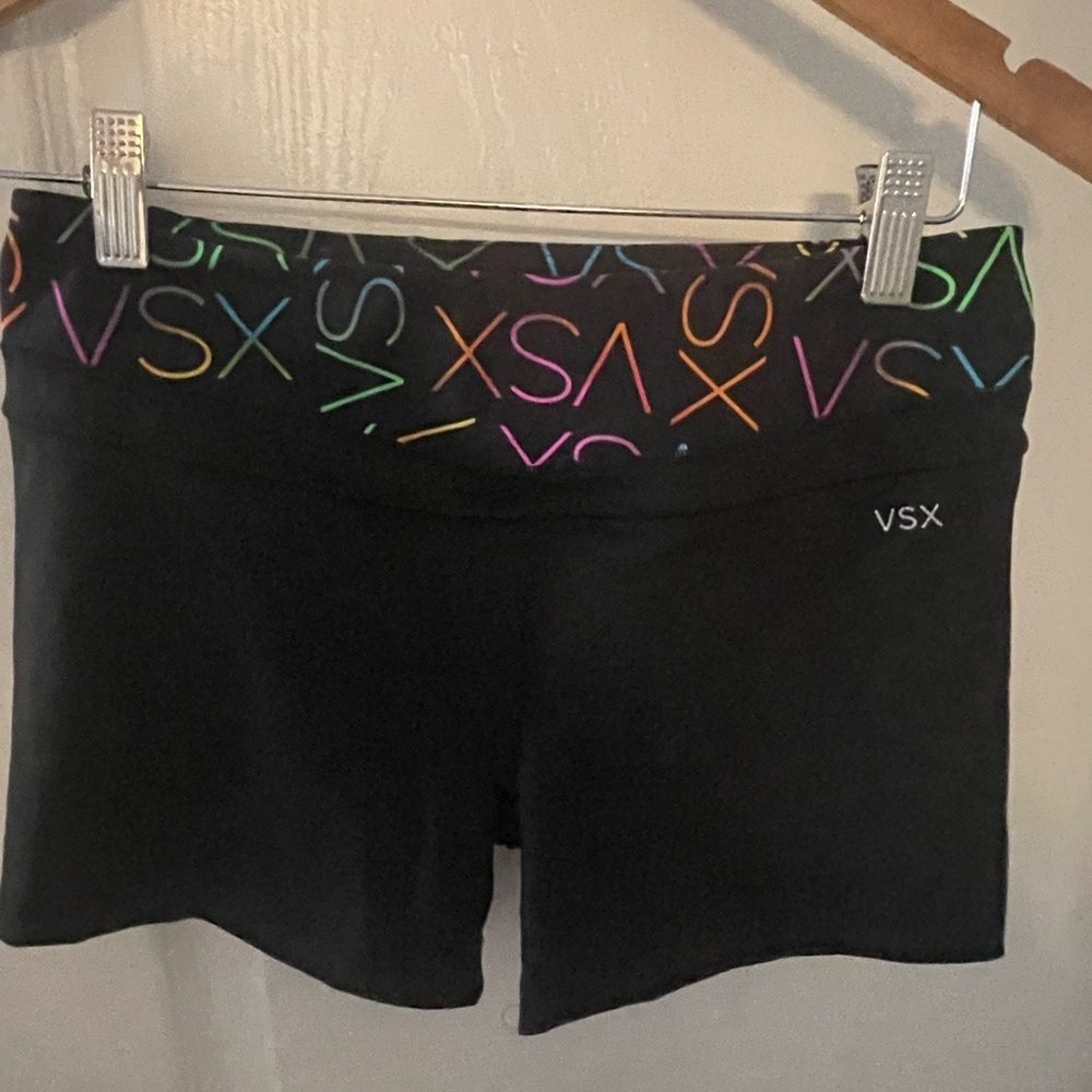 VSX Black Athletic Shorts with Multicolor Waistband